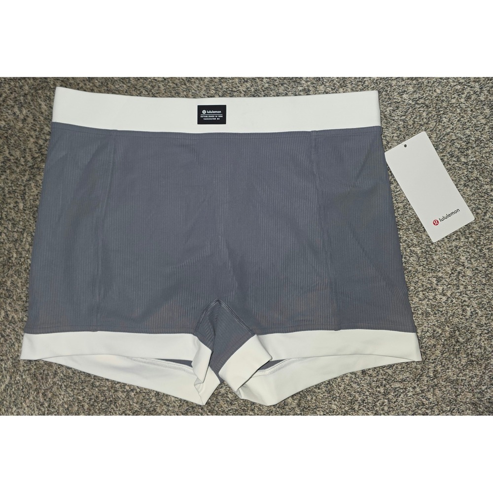 NWT Lululemon Ribbed Nulu HR Short 3.5 *SOTM Solar Grey/White LW7DPQS Size 14